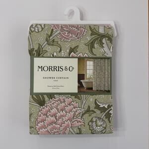 William Morris & Co Fabric Shower Curtain Cray Floral 72"x 72" Green Pink Ivory